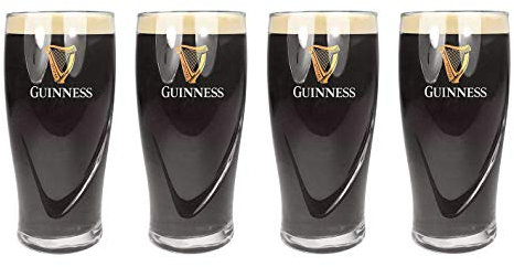 Guinness Official Merchandise Embossed Pint Beer Glass (Set of 4), 568ml
