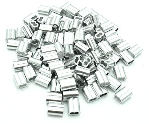 100pcs 1.5mm Aluminum Double Ferrules Sleeves Crimping Loop Sleeve for Wire Cable Rope Hanging