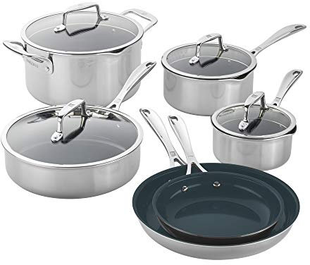 ZWILLING Clad CFX 10-pc Stainless Steel Ceramic Nonstick Cookware Set
