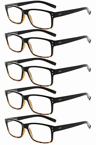 Eyekepper 5er Pack für Männer mit Federscharniere - Klassischer Schwarz-Tortoise Rahmen +1,50