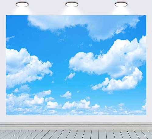 RUINI Fotohintergrund mit blauem Himmel, weiße Wolken, Sonnenschein, Himmel, Wolken, Thema, Fotografie, Kulisse, Fotoautomaten, Hochzeit, Party, Dekoration, Hintergrund (2,1 x 1,5 m)