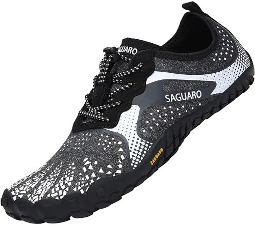 SAGUARO Herren Traillaufschuhe Leicht Atmungsaktive Strandschuhe rutschfeste Barfußschuhe Damen Bequeme Badeschuhe Unisex Erwachsene Fitnessschuhe, Weiß 43 EU