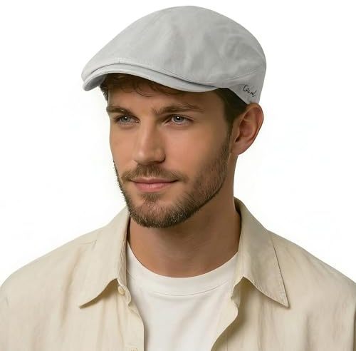 ZLYC Sommer Ivy Schirmmützen Ballonmütze Baumwolle Flatcap für Herren (Solide Hellgrau),Gr.Einheitsgröße