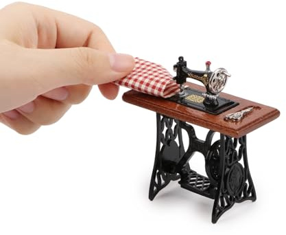 Miniature Furniture Dollhouse Accessories Sewing Machine 1:12 Scale Retro Furniture Table Decor Vintage Tailor Treadle Vintage Decoration Life Scene Ornament (B)