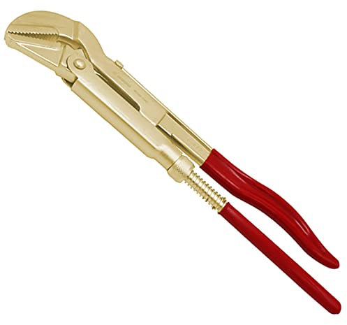 WEDO Rohrzange mit schwedischem Muster, 45 Grad abgewinkelt, Funkenfreie Sicherheitsrohrzange, Aluminium-Bronze, DIN-Standard, BAM- und FM-Zertifikat, 530 mm x 50 mm