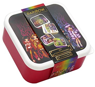 (CyP Brands) Sandwichtoaster, Lunchbox, Snackbox, 4er-Set Rainbow High, mehrfarbig, M