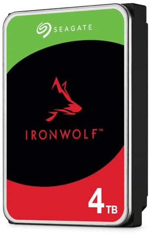 Seagate IronWolf, 4 TB, NAS, Disco duro interno, HDD, CMR 3,5 SATA 6 GB/s, 5400 RPM, caché de 64 MB para almacenamiento conectado a red RAID, y 3 años Rescue Services (ST4000VN006)