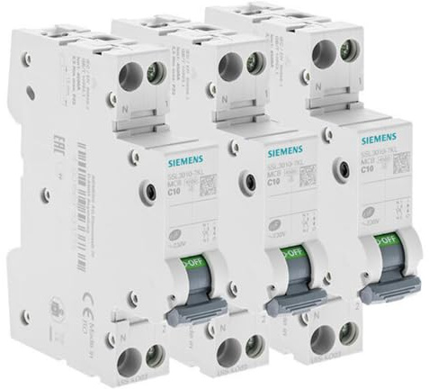 LOT 3 disjoncteurs modulaire 230V, 4,5kA, 1+N POLES, COURBE C, 10A