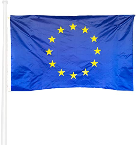 KliKil Bandiera Unione Europea 90 x 150 cm - Tessuto esterno resistente alle intemperie 150 x 90 cm con 2 occhielli metallici. European Union Bandiera decorazioni da giardino