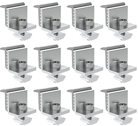 Kit di fissaggio per modulo solare, altezza 30 – 50 mm, supporto per pannello solare regolabile, per guida di montaggio fotovoltaico, morsetto per bordo per camper, barca, tetto (morsetto terminale,