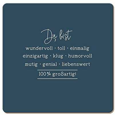Grafik Werkstatt lustiger Untersetzer aus Kork | Du bist wundervoll, Bunt