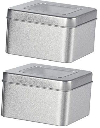 Cabilock 2 Cajas Caja De Lata Estaño Lata De Té De Metal Lata Metal Almacenaje Lata Cuadrada Latas Metal Latas Con Ventana Transparente Pequeña Suministros Para Manualidades Hojalata