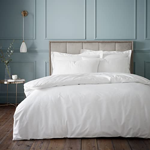 Bianca Fine Linens Bedding 180 Thread Count Egyptian Cotton King Duvet Cover Set with Pillowcases White