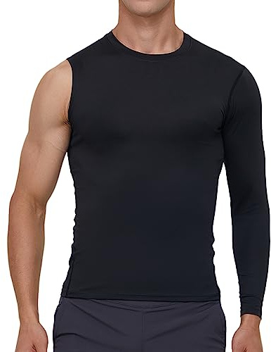 Smastyle Camiseta de Compresión de Mangas única Larga Hombre Baloncesto Camiseta Interior1/2 Manga Larga Baselayer Deportiva Camisa de Compresión sin Mangas Base Atlética Entrenamiento Fitness