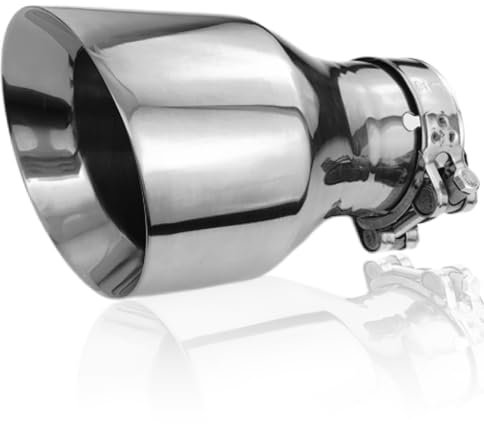 Auspuffspitzen 304 Edelstahl Auto Auspuff Ende Endrohr Spitze Doppelwand poliert Schrägschnitt Schalldämpfer Spitze Auto Auspuffspitze, Einlass 63mm (2,5) Auslass102mm (4) (Silbrig)
