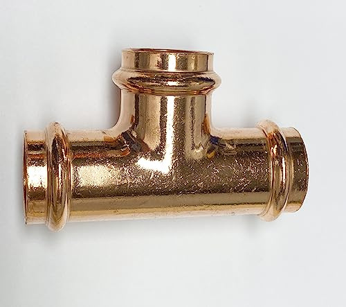 Kupfer Pressfittinge T-Stück, 90° Bogen, Kappe, Muffen, 45° Bogen, Winkel Pressfittings Reduziermuffen Rohrverbindung V Kontur (T-Stück 15 mm)