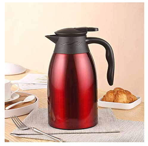 GCCSSBXF Caraffa termica in acciaio inox – caffettiera da 2 litri con coperchio, dispenser isolato a doppia parete per 24 ore di ritenzione del calore – ideale per tè, acqua e molto altro ancora