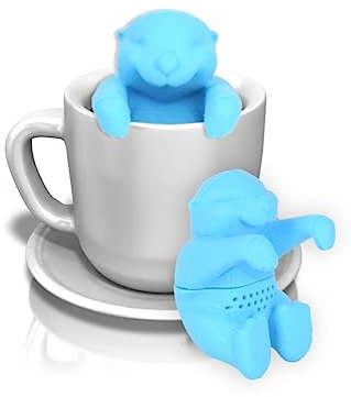 FRCOLOR Silikon Otter Teeei für Losen Tee mit Feinen Schlitzen Leicht zu Reinigen Lustiges Teefilter Zubehör für Küche Niedlicher Tee Diffusor