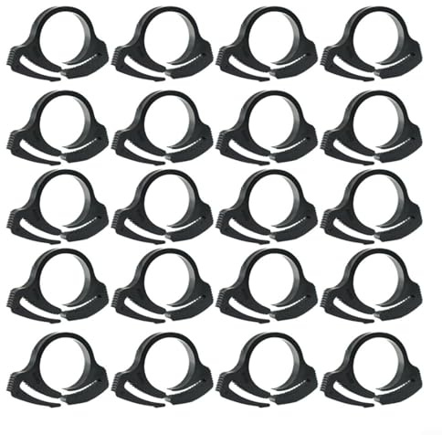 Strapazierfähige schwarze Nylon-Schlauchschellen-Set, mit Nylon-Schnappverschluss, Kunststoff-Ratschenklemme, für Gartenschlauch, 20 Stück (φ16 mm)