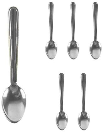 FabFinches 6pc Stainless Steel Tea Spoons Set Soup Dishwasher Safe Premium Quality Kitchen Home House Work