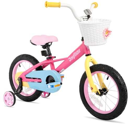 JOYSTAR 12 Inch Girls Bike for 2-4 Years Old Toddler Rainbow Bike with Training Wheels and Coaster Brake Children Bicycle 85% Assembled Pink