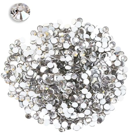 DALAETUS 2880 Stück 2mm Glitzersteine Set, SS6 Runde Strasssteine, Dekosteine Kristall Steinchen für Verzieren und Basteln, Silberne Bastelsteine für Nail Art & Scrapbooking-Verzierungen