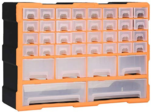 IKAYAA Aufbewahrungsbox mit 40 Schubladen Sortierboxen Für Kleinteile Sortimentskasten Multi-Schubladen-Organizer Werkzeugschrank Box 52x16x37,5 cm Kleinteile Organizer Schrauben Aufbewahrung