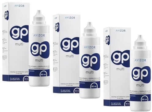 GP Multi - Pack Ahorro 3x120 ml - Solución Única para Lentes de Contacto Rígidas | Limpieza, Desinfección y Confort | Estuches Portalentes Incluidos