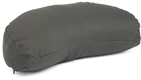 Bodhi Meditation Cushion Half Moon Mini | Yogi Moon Eco | 100% Organic Cotton Cover | Yoga Cushion Crescent Shaped with Buckwheat Filling | Crescent Moon Cushion for Yoga & Meditation | Anthracite