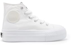 B&W Break&Walk Zapatillas Altas Lona Plataforma Blanco B&W - Zapatillas Casual para niños cómodas (Plata/Talla 36), 8744201355602