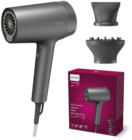 Philips Hair Dryer Series 7000, asciugatura e styling semplice, tecnologia ThermoShield Advanced che protegge dai danni causati dal calore, spazzola e diffusore, 1800 W (modello BHD713/10)