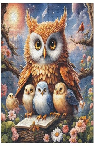 Animal Eule Holzpuzzle 1000 Teile Klassische Puzzles Erwachsene Kinder Puzzle DIY Kit Holzspielzeug Einzigartiges Geschenk Moderne Wohnkultur （78×53cm）
