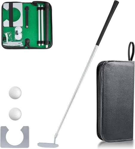 Hominas Golf Putting Kit, Juego De Golf De Interior Kit De Práctica con Pelota De Putter Desmontable para Jóvenes y Adultos