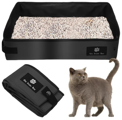 SPORWAY Caja de Arena para Gatos Plegable y Portátil: Arenero de Viaje para Aire Libre Con Mascotas - 45 x 35 x 12,5cm