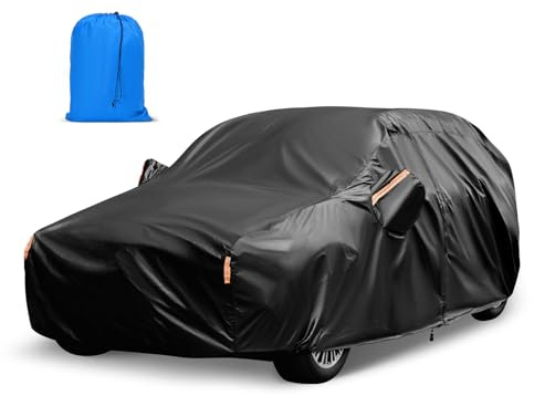 SUV Car Cover Waterproof 10 Layers, Outdoor Full Car Cover Sun Rain UV Dust All Weather Protection, Universal Fit for Q5, GLC, X3, XC60, Discovery Sport Etc. 460 To 485cm Black Thickened