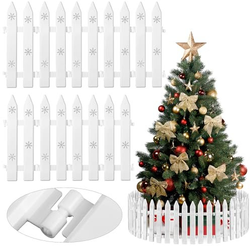 Aodaer 30 recinzioni in plastica per albero di Natale, 30 cm, barriera per albero di Natale, per feste di Natale, matrimoni, giardino, casa, recinzioni, colore: bianco