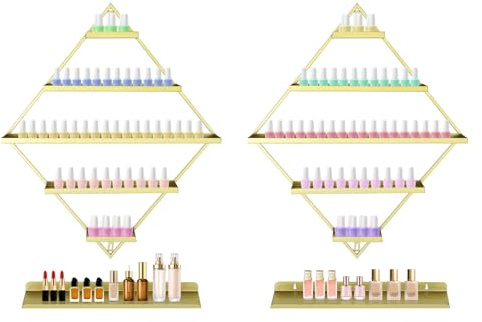 JUUTALK Étagère à vernis à ongles en métal, support pour vernis à ongles, peut contenir jusqu'à 90 bouteilles, montage mural, 5 étages, montage mural, pour vernis à ongles, huiles essentielles, rouge