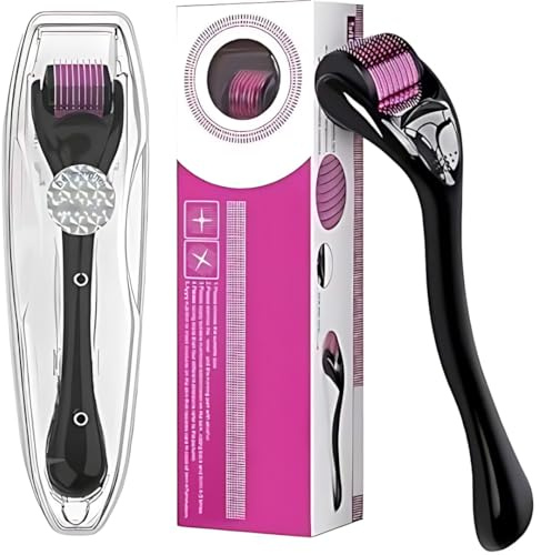Derma Roller | 540 Titanium Microneedle Derma Roller | Skin Care Tool for Face, Wrinkles, Hair Loss, Beard Growth, Stretch Marks, Acne Scars, Facial Roller for Men & Women (0.5mm)