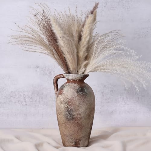 Vaso in ceramica antico da 23 cm con manico, decorazione per la casa, scaffale per libri, soggiorno, ingresso, matrimonio, centrotavola, design