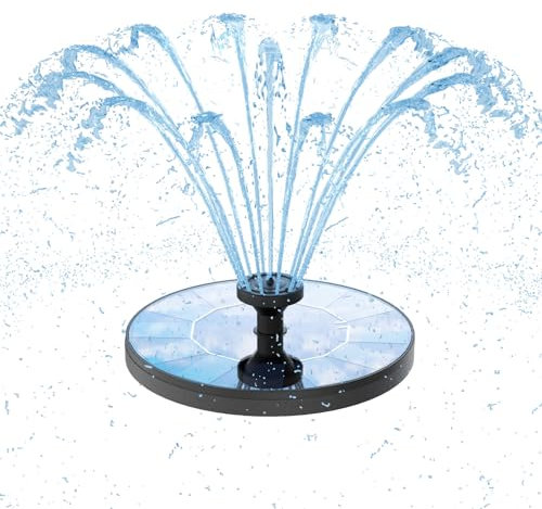 AISITIN 3,5W LED Fontaine Solaire Exterieure de Jardin avec Batterie 3000mAh, Pompe de Flottante avec Divers Effets de Pulvérisation, avec Boule de Cristal Rotative, Fontaine pour Extérieur Jardin