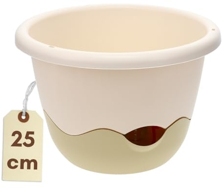 GarPet Blumentopf Hängend Blumenampel Außen Hängend Hängetopf Für Pflanzen Hängepflanzen Topf Hängeampel Hängender Blumentopf Mit Kette Wasserspeicher 25 Elfenbein