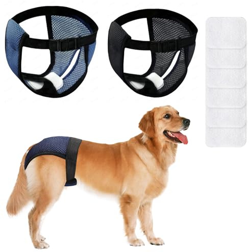 Cfcyhla 2er Pack Hundewindeln Wiederverwendbare Läufigkeitshose Für Hündinnen mit 6 Damenbinden Verstellbare Schutzhose für Hündinnen bei Hitze Monatsblutung Waschbare Schutzhose (S)
