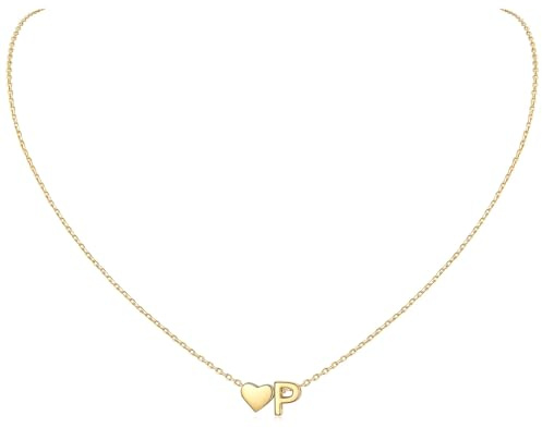 ChicSilver Damen Buchstaben Halskette mit Herz Anhänger Kupfer Kette für Mädchen, Kleine Herz Kette mit Buchstabe Anhänger für Frauen, Initialen A-Z Kettenanhänger Modeschmuck für Mutter Freundin