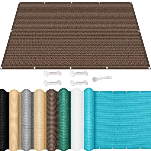 Tenda a Vela Parasole 80 x 800 cm HDPE Resistente Ai Raggi UV Traspirante Tenda a Ombreggiante con Occhielli con Fune e Occhiellato per Giardino, Balcone, Terrazza, Marrone