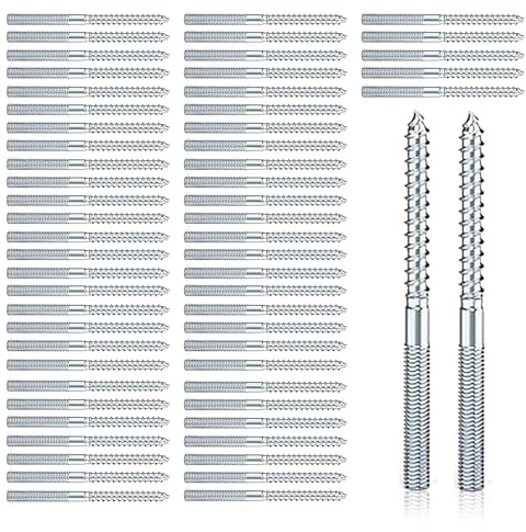 60 Pièces Vis Double Filetage M6 x 80 mm, Vis à Double Filetage, Boulons de Suspension Torx, Bois Goujon Tige Filetée pour Assemblage de Meubles et Fixation