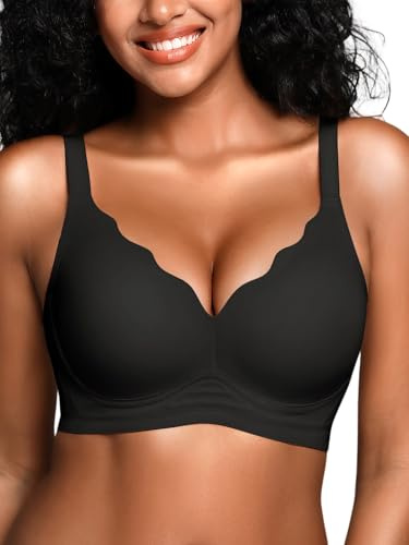 BH für Damen ohne Bügel mit Weicher Unterstützung Bequeme Nahtlose Bralette | Gepolstert, Soft, Bügelloses Bustier Komfort BHS für Alltag, V-Ausschnitt, Seamless Creamy Fabrics