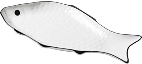 NOLITOY Ceramic Fish Serving Plate Fish-Shaped Steamer Dish for Home and Restaurant Use Microwave Safe Easy to Store Environmentally Friendly White Kitchen Tableware
