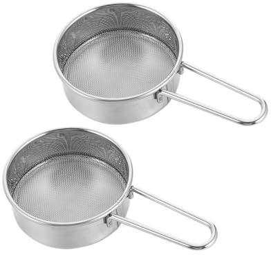 VALICLUD Setacci Per Farina in Acciaio 2 Pezzi, Colino Setacciatore Portatile Manico, Per Cucina, Pasticceria e Ristoranti