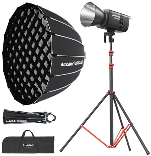 GODOX LE200Bi LED Video Light Kit, 220W Bi-Color COB with 35.4''/90cm Softbox, 280cm Stand, 2800K-6500K, CRI 98+, Bluetooth/DMX Control for Studio, YouTube Filming