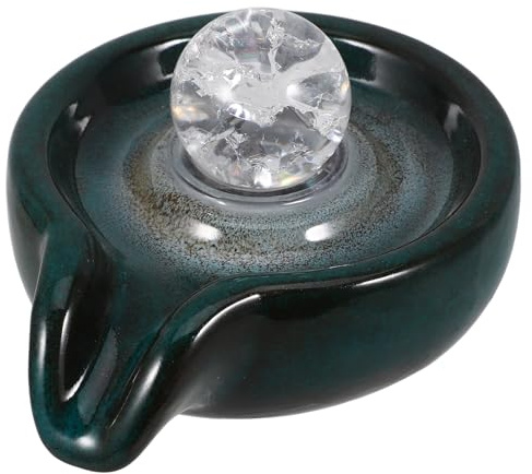 Toddmomy Fontaine Décorative De Jardin Céramique Boule Cristal Vert Paon pour Cascade Intérieure Et Extérieure, Accessoire Fontaine à Circulation pour Terrasse Et Salon, Pièce Unique Raffinée